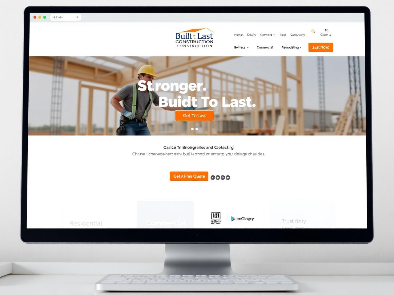 Construction website homepage example