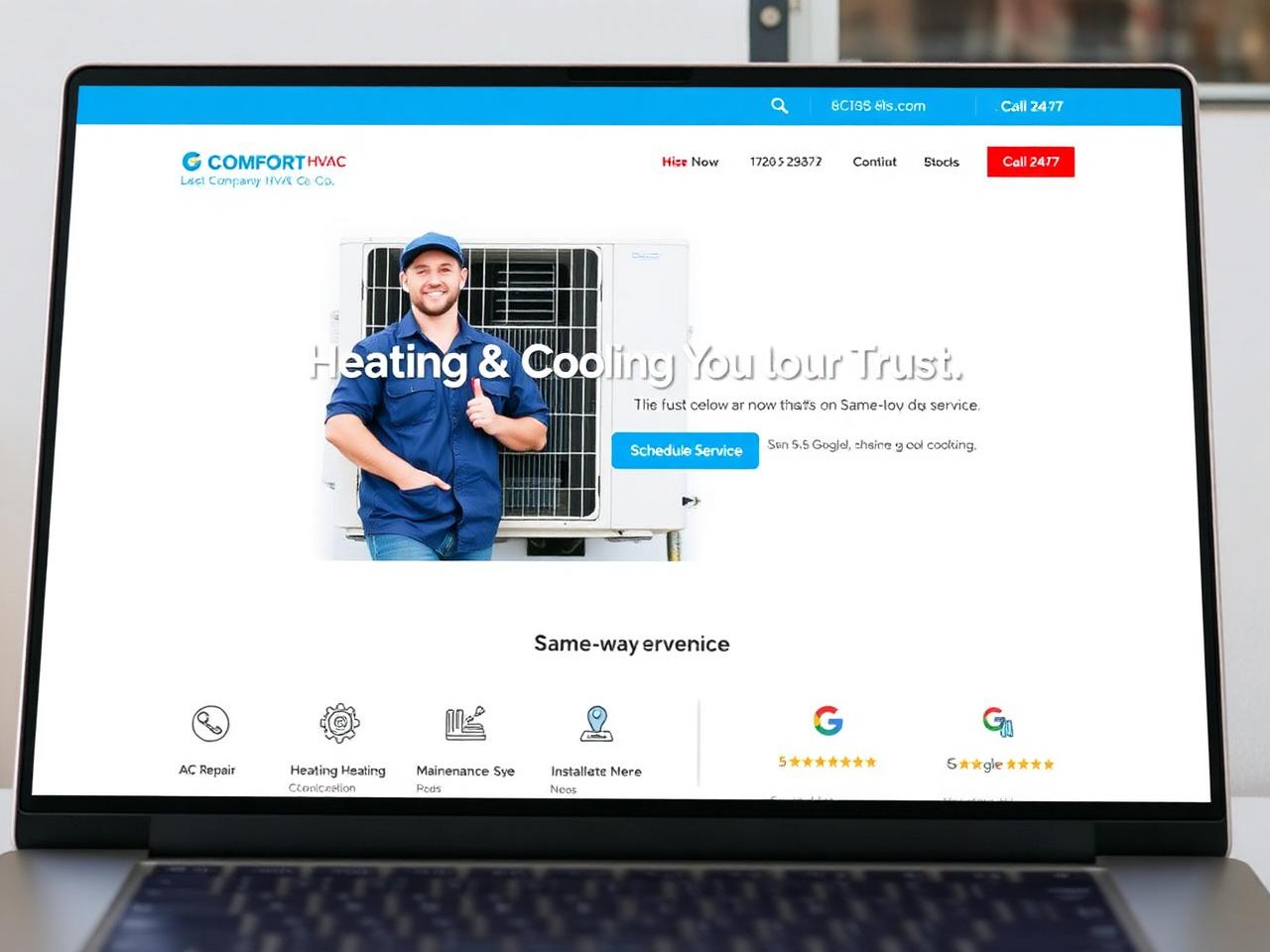 HVAC website homepage example