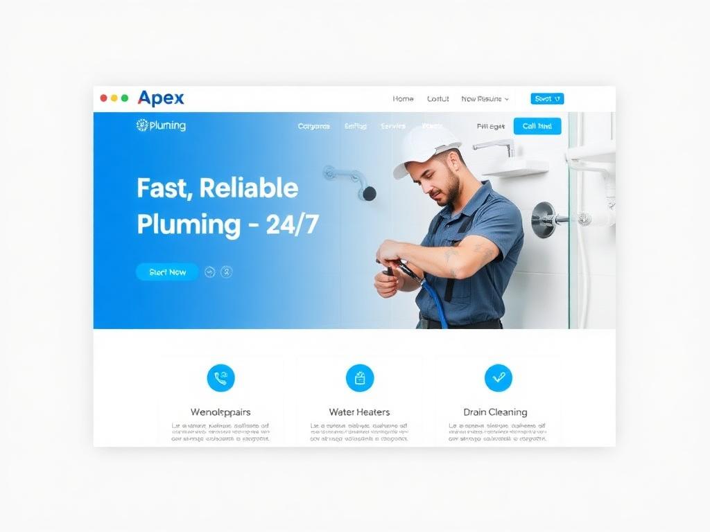 Plumbing website homepage example